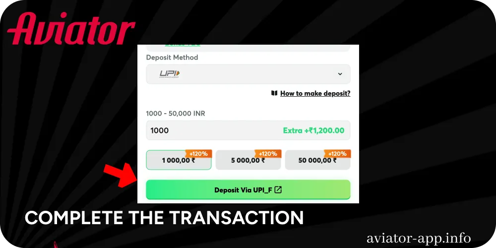 Complete the transaction to play Aviator