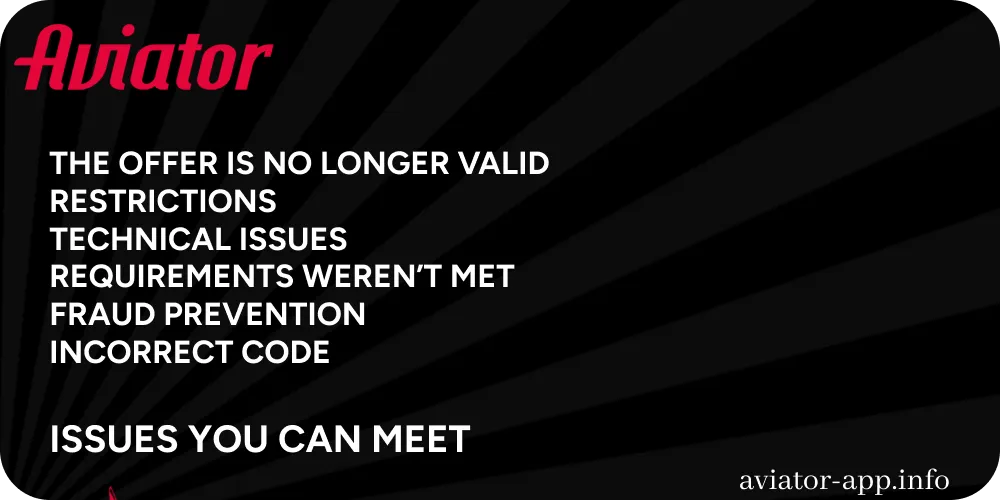 Possible problems with Aviator promo codes