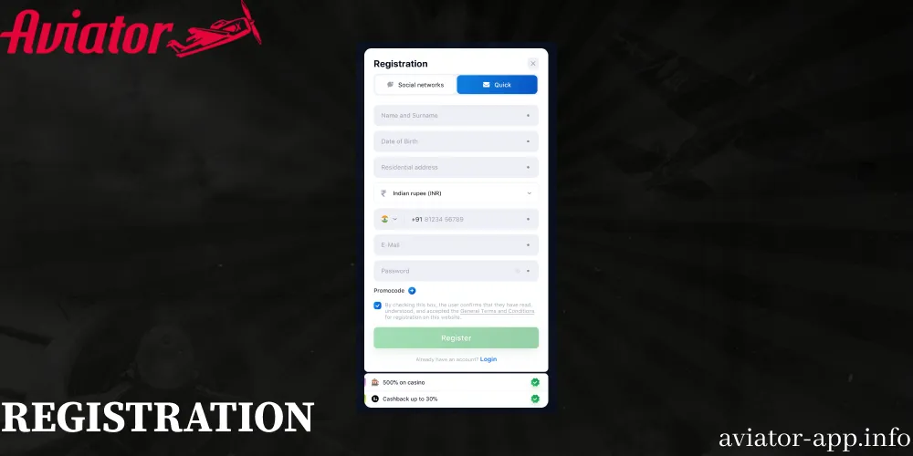 Sign up to start playing Aviator