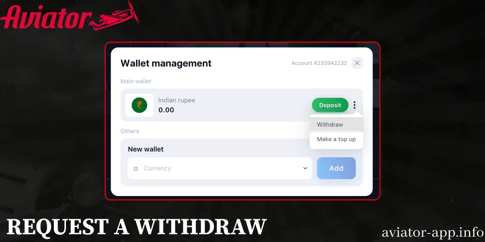 Request a withdraw and secure you winnings