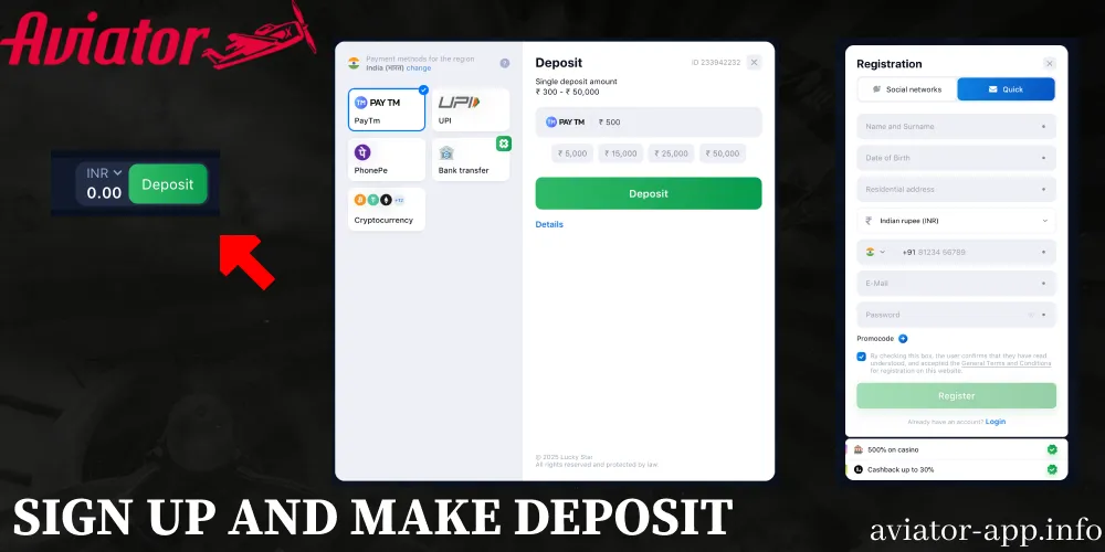 Sign up and make Deposit