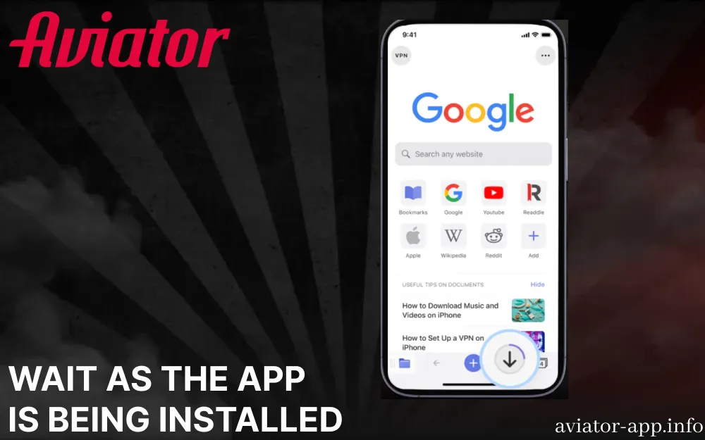 Wait as the Aviator app is being installed